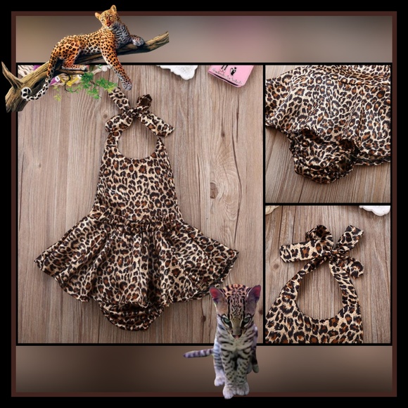 New! Baby Girls Cute Leopard print Romper! - Picture 2 of 2